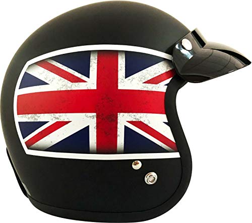 RS-05 Slim Skinny FIT Classic Jet - Vespa Moto Scooter Retro Vintage Moped Chopper Cruiser Personalizado Bobber Biker Verano Casco Cara Abierto (Union Jack Matt,L)