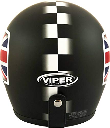 RS-05 Slim Skinny FIT Classic Jet - Vespa Moto Scooter Retro Vintage Moped Chopper Cruiser Personalizado Bobber Biker Verano Casco Cara Abierto (Union Jack Matt,L)