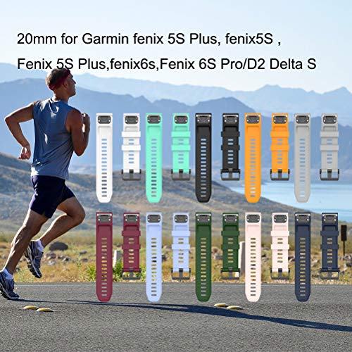 Rsoamy Pulsera de Silicona de Repuesto, Correa de Reloj Deportivo para Garmin Fenix ​​5S Plus, Fenix5S, Fenix ​​5S Plus, Fenix6s, Fenix ​​6S Pro / D2 Delta S Smartwatch