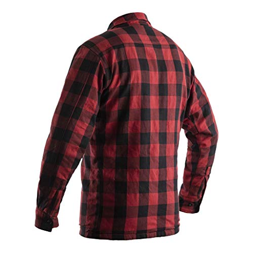 RST lenador reforzado forrado CE para hombre rojo textil moto camisa EUX-Small