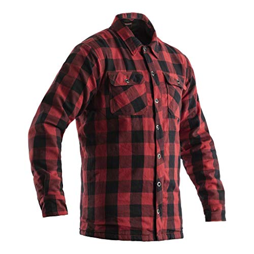 RST lenador reforzado forrado CE para hombre rojo textil moto camisa EUX-Small