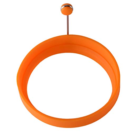 Rtengtunn Anillos de Huevo Frito, Antiadherente Silicona Huevo Frito Panqueque Anillo Tortilla Molde Redondo Cocina Cocina - Naranja