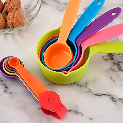 Rtengtunn Cuchara medidora de Cocina práctica Duradera Colorida Ajustable de 5 Piezas Plegable - Taza