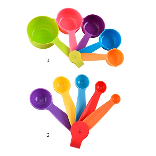 Rtengtunn Cuchara medidora de Cocina práctica Duradera Colorida Ajustable de 5 Piezas Plegable - Taza