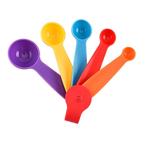 Rtengtunn Cuchara medidora de Cocina práctica Duradera Colorida Ajustable de 5 Piezas Plegable - Taza