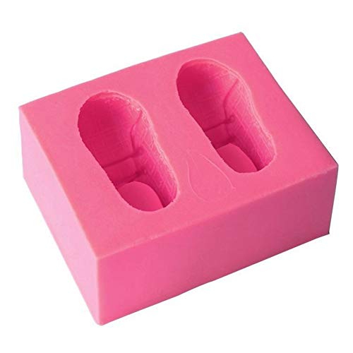 Ruby569y Moldes de silicona para galletas, galletas, galletas, pasteles, 2 cavidades, zapatos de bebé, molde para tartas, fondant, chocolate, bandeja para hornear, color rosa