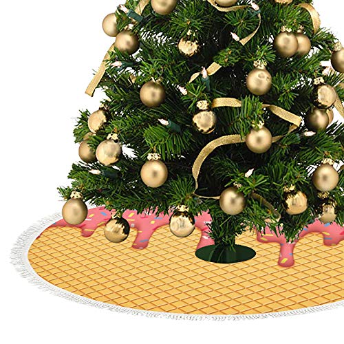 Ruchen Falda de árbol de Navidad de Fresa Helado oblea Dulce Postre Navidad Decoraciones de Navidad hogar Fiesta, 30 Pulgadas 36 Pulgadas 48 Pulgadas, Peluche Corto, 36 Pulgadas