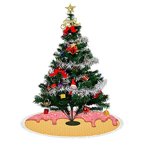 Ruchen Falda de árbol de Navidad de Fresa Helado oblea Dulce Postre Navidad Decoraciones de Navidad hogar Fiesta, 30 Pulgadas 36 Pulgadas 48 Pulgadas, Peluche Corto, 36 Pulgadas