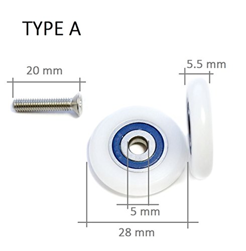 Ruedas Mampara Ducha Rodamientos Puertas Correderas Rodillo Puerta de 28mm Rodamientos Mampara Ducha Repuesto Mampara Ducha Rueda Mampara Ducha Tipo A Rodillos Mampara Ducha 8 uds e Tornillos