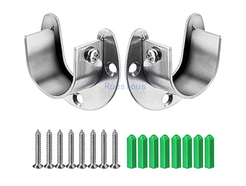 Ruesious Set de 2 soportes ajustables,Soporte para barra de armario, para barra de armario,soportes para barra de cortina de ducha de armario