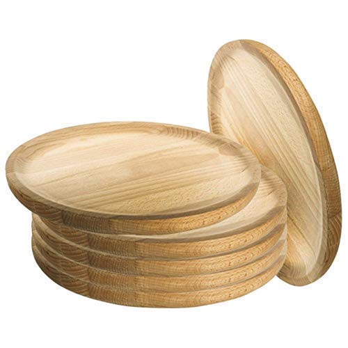 Ruibal - Platos para Pulpo de Madera - Set de 6 - Ø 20 cm Pino de primera calidad Ideal para comer pulpo a la gallega, pulpo.