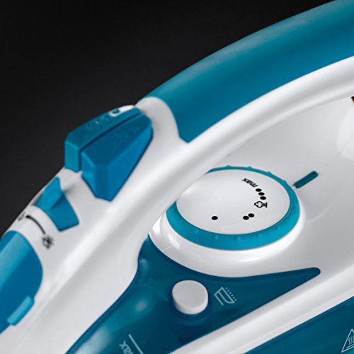 Russell Hobbs 20562-56 - SteamGlide Professional - Plancha de Ropa de Vapor, 2600 W, Suela de Cerámica, 0.3 litros, Acero inoxidable, Blanco y Azul