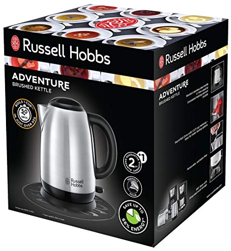 Russell Hobbs Adventure - Hervidor de Agua Eléctrico (2400 W, 1,7l, Acero Inoxidable, Gris) - ref. 23912-70