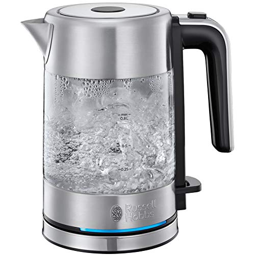 Russell Hobbs Compact Home 24191-70 – Hervidor de Agua (Eléctrico, 0.8 l, Acero Inox, 2200 W, Diseño Compacto, Cristal)