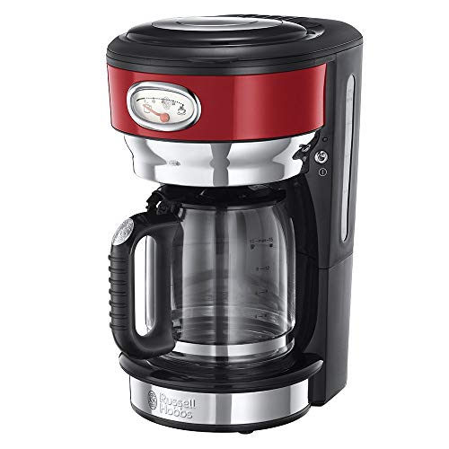 Russell Hobbs Retro - Cafetera de Goteo (Jarra Cafetera para 10 Tazas, 1000 W, Acero Inox, Rojo) - ref. 21700-56