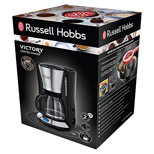 Russell Hobbs Victory - Cafetera de Goteo (Jarra Cafetera para 15 Tazas, 1000 W, Inox, Gris y Negro) - ref. 24030-56