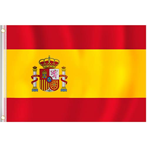 RYMALL 1pcs Bandera España Grande Colores Vivos y Resistentes a Rayos UVA,Bordes Reforzados con Lona y Doble Costura,Poliéster con Ojales de Latón,Resistente a la Intemperie, 90 x 150cm