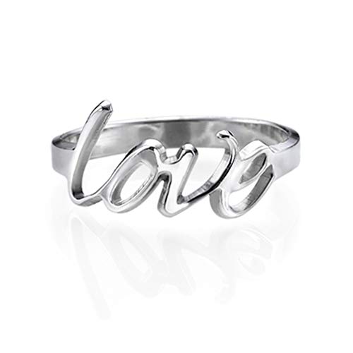 RYTUUFKJGS Anillo De Plata 925 con Nombre Personalizado Anillo Personalizado para Mujer Anillo con Nombre Tallado Anillo De Promesa(Plata 17,5)