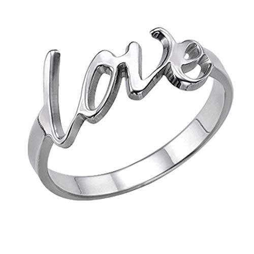 RYTUUFKJGS Anillo De Plata 925 con Nombre Personalizado Anillo Personalizado para Mujer Anillo con Nombre Tallado Anillo De Promesa(Plata 17,5)