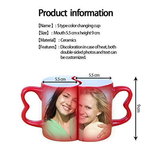 RYTUUFKJGS Foto Personalizada Color Mágico Taza Cambiante Sensible Al Calor Debe DIY Taza De Café(Rojo 9 * 5.5 CM/3.54 * 2.17 IN)