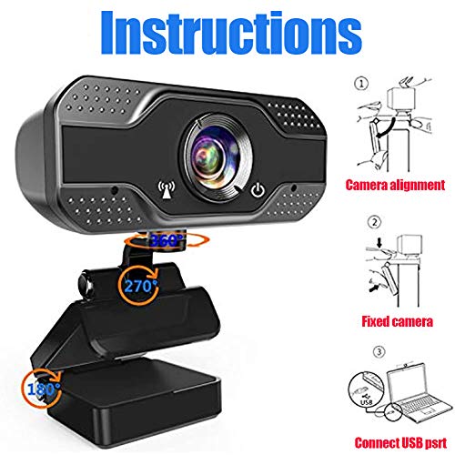 S-1 1080P HD Webcam con Enfoque Automático con Cara De Leva 90 Grados Extendido Ver Transmisión De Ordenador Cámara Web USB para PC Portátil para Llamar Online, Conferencia con El Micrófono