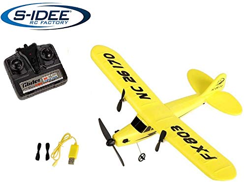 s-idee® 21002 avión Piper J3 FX803 aerógrafo Trainer RC teledirigido con tecnología 2.4 GHz con batería de polímero de litio