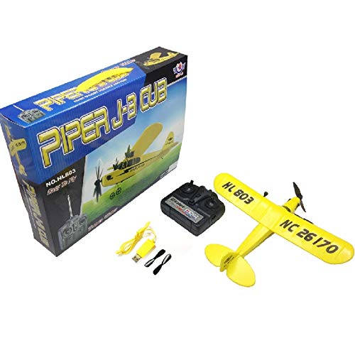 s-idee® 21002 avión Piper J3 FX803 aerógrafo Trainer RC teledirigido con tecnología 2.4 GHz con batería de polímero de litio