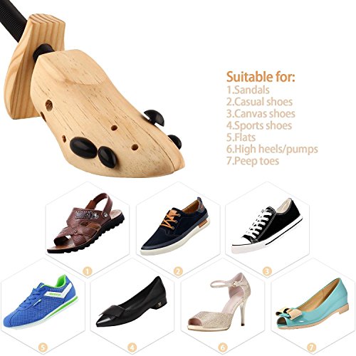 S & L Unisex profesional 2 Vías zapatos árbol Camilla tamaño 4 – 13, ajustable Longitud y anchura, madera Shaper Set de 2, Wooden yellow, S(3-5.5)-Women&Men