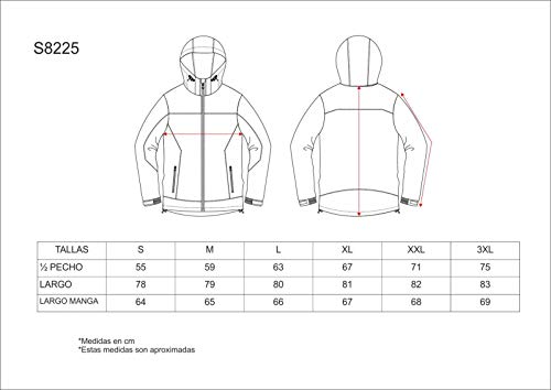 S-ROX WORKTEAM - Chaqueta Impermeable combinada Tricolor. Cuello Alto y Capucha Desmontable con cordón elástico y Pieza Ajustable. Cubrecosturas e Hombre Verde Caza+Naranja A.V.+Negro XXL