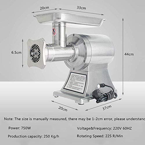 S SMAUTOP Picadora de Carne eléctrica Kit de máquina para Hacer Salchichas de Acero Inoxidable Relleno de Carne con 3 Placas de molienda 1100W 450 lbs/Hora para Uso doméstico y Comercial