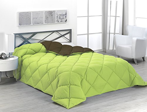 Sabanalia - Edredón nórdico de 400 g reversible (bicolor), para cama de 135/150 cm, color verde y chocolate