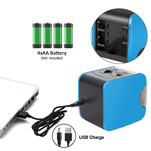 Sacapuntas de lápiz eléctrico, Oladwolf Sacapuntas automático pencil sharpener con dos agujeros, Batería de sacapuntas USB con 6 Cuchillas Perfecto para aula de los niños, Oficina