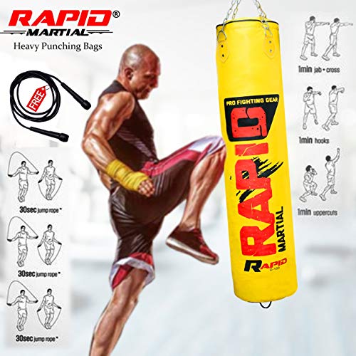 Saco de boxeo para entrenamiento en interiores y exteriores, artes marciales, Judo y KickPunch con vinilo grueso sin relleno (cuero artificial) 4 pies