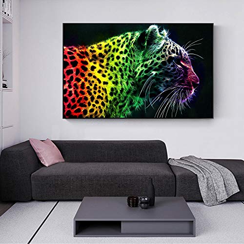 SADHAF Modern animal canvas painting color tiger wall poster living room decoración del hogar A4 60x80cm