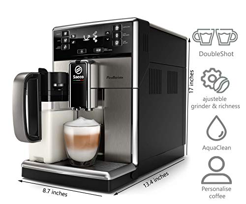 Saeco sm5473/10 PicoBaristo – Cafetera automática con jarra de leche, 1.8 liters, acero inoxidable