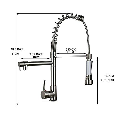 Saeuwtowy LED Grifo Cocina Latón Cepillado Grifo Cocina Extraíble Con Caño 360° Giratorio 2 Funciones Grifo Mezclador Para Agua Fría Y Caliente Grifos Fregadero.