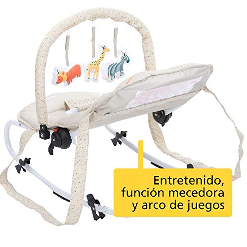 Safety 1st Koala Gandulita reclinable para bebé con funcion mecedora, Hamaca con arco de juego, ligera y compacta, color happy Day