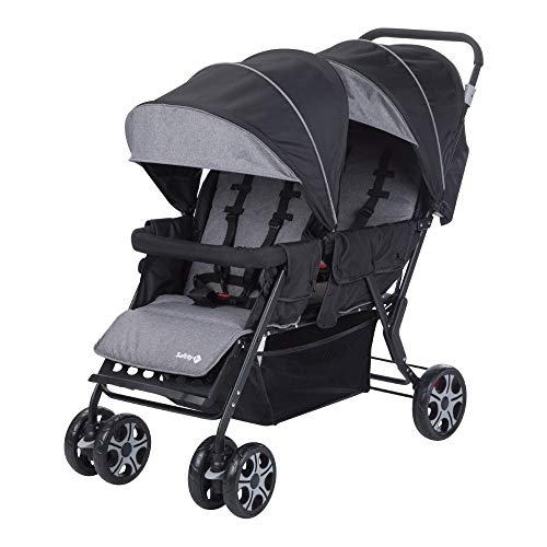 Safety 1st Teamy Cochecito gemelar y hermaños, Silla de paseo gemelar plegable, carrito gemelos doble, ligero y compacto, color Black Chic