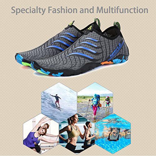 SAGUARO Escarpines Zapatos de Agua Calzado Playa Zapatillas Deportes Acuáticos para Buceo Snorkel Surf Natación Piscina Vela Mares Rocas Río para Hombre Mujer (022 Gris,35 EU)