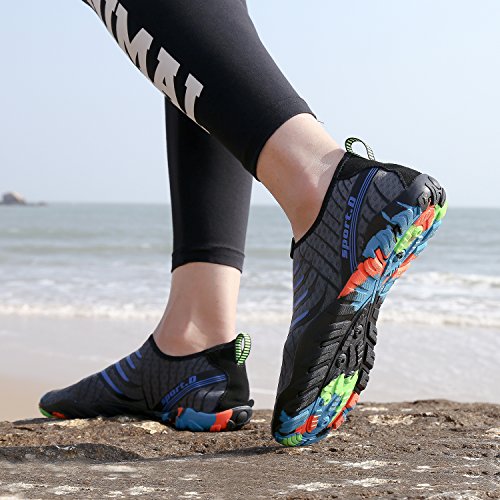 SAGUARO Escarpines Zapatos de Agua Calzado Playa Zapatillas Deportes Acuáticos para Buceo Snorkel Surf Natación Piscina Vela Mares Rocas Río para Hombre Mujer (022 Gris,35 EU)