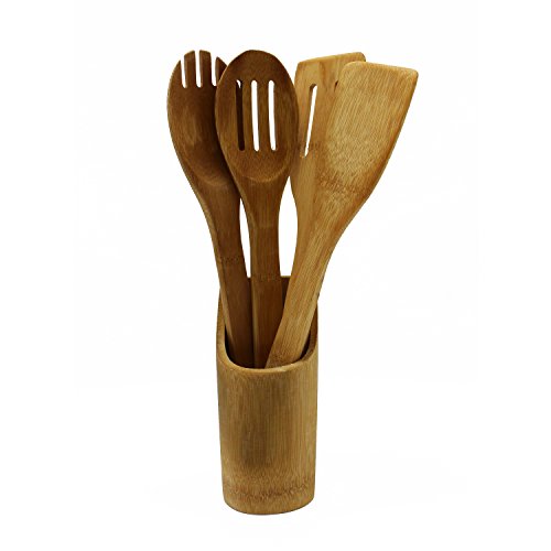 Sahe Products - Juego con cucharones de cocina en madera auténtica