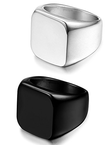 sailimue 2 pcs Acero Inoxidable Anillos Hombre Anillos de Compromiso Negros Porta Anillos Boda