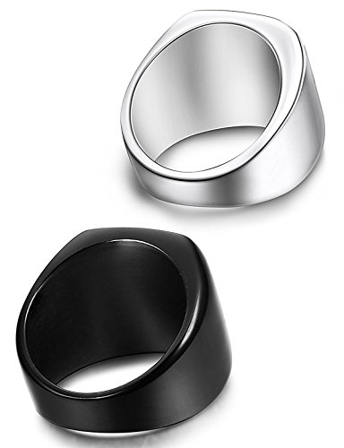 sailimue 2 pcs Acero Inoxidable Anillos Hombre Anillos de Compromiso Negros Porta Anillos Boda