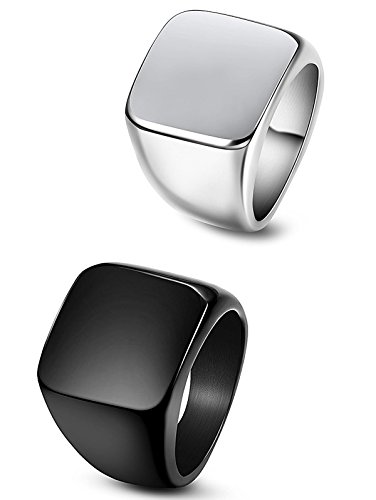 sailimue 2 pcs Acero Inoxidable Anillos Hombre Anillos de Compromiso Negros Porta Anillos Boda