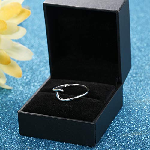 sailimue 925 Plata Esterlina Anillos para Mujeres Niñas Anillo Ola Anillos Moda