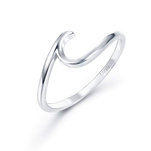 sailimue 925 Plata Esterlina Anillos para Mujeres Niñas Anillo Ola Anillos Moda