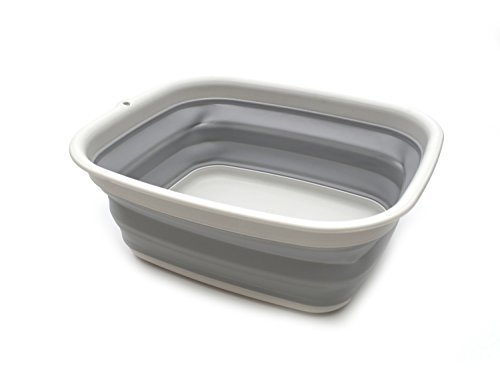 SAMMART Tina Plegable de 9.45L (2.49 galones) - Tina Plegable para Platos - Lavabo portátil - Tina de plástico de Ahorro de Espacio (Gris)