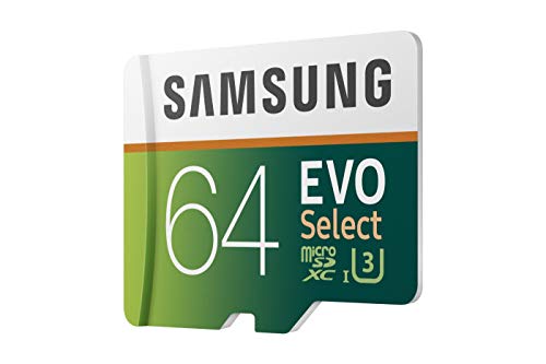 Samsung EVO Select - Tarjeta de Memoria microSDXC de 64 GB con Adaptador SD, 100 MB/s, U3, Color Verde y Blanco