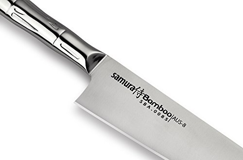 Samura Bamboo - Cuchillo japonés de cocina profesional para cocinero (200 mm, dureza 59 HRC)…