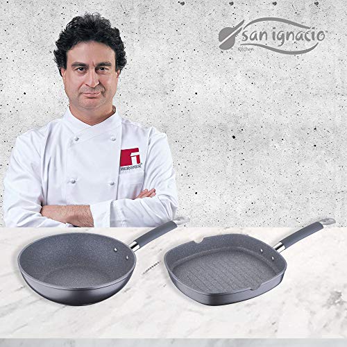 San Ignacio MasterPro Grill 28x28 y Wok 28, Gris, inducción, Aluminio Forjado